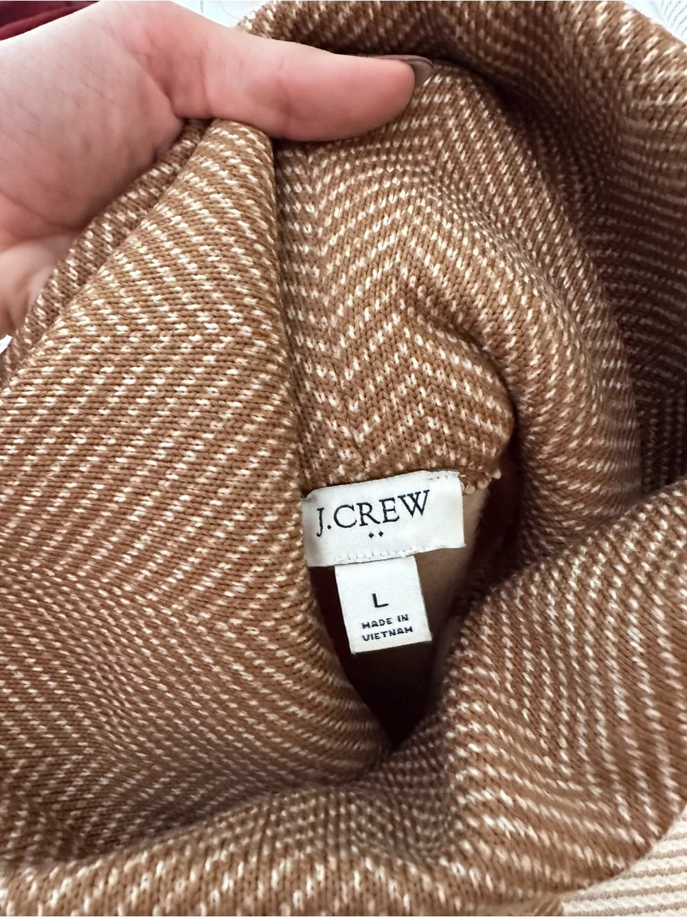 J. Crew Brown Herringbone Turtleneck Sweater